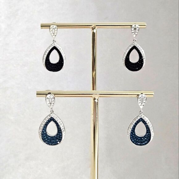 Jewelry - NEW, 2 Pairs Black and Blue teardrop earrings, very pretty.